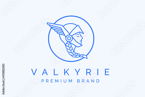 Beauty valkyrie woman face logo brand