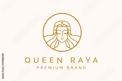 Beauty queen with crown logo brand