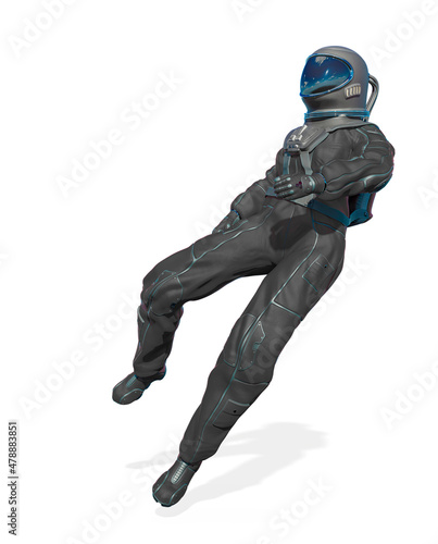 astronaut is floating back white background