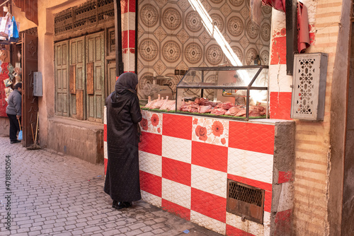 Marokko Marrakesch Medina Fleischverkäufer Basar