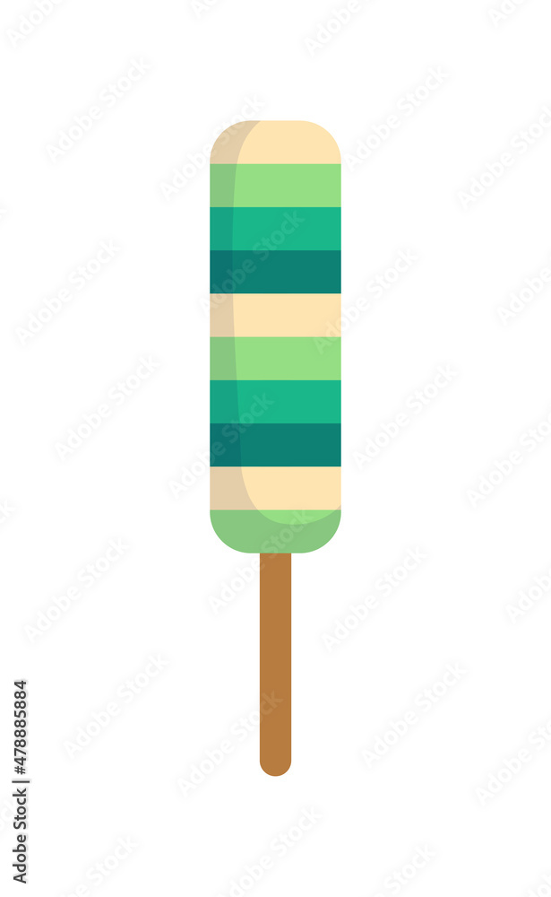 Ice cream concept. Colorful sticker with delicious cold sweetness of various fruit flavors. Design element for menus and applications. Cartoon flat vector illustration isolated on white background Ice cream concept. Colorful sticker with delicious cold sweetness of various fruit flavors. Design element for menus and applications. Cartoon flat vector illustration isolated on white background