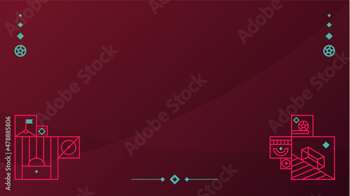 Football qatar 2022 tournament background. Vector illustration Football Pattern for banner, card, website. burgundy color. qatar Cup 2022 photo