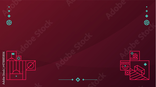 Football qatar 2022 tournament background. Vector illustration Football Pattern for banner, card, website. burgundy color. qatar Cup 2022