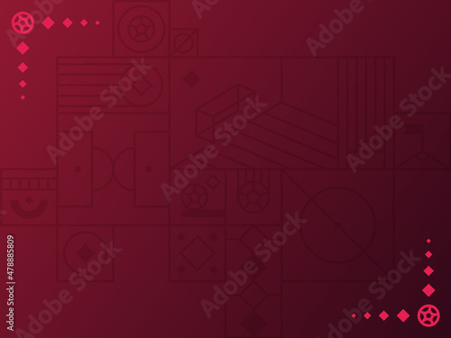 Football qatar 2022 tournament background. Vector illustration Football Pattern for banner, card, website. burgundy color qatar world 2022 photo