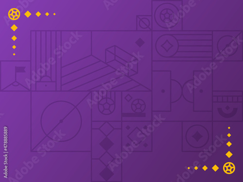 Football 2022 tournament background. Vector illustration Football Pattern for banner, card, website. violet color qatar cup 2022