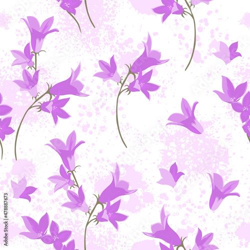 Flowers bells seamless pattern. Vector illustration