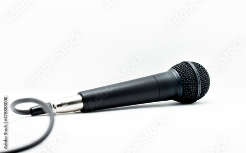 Isolated microphone with white background with cord