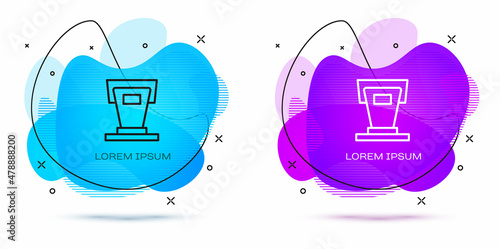 Line Stage stand or debate podium rostrum icon isolated on white background. Conference speech tribune. Abstract banner with liquid shapes. Vector