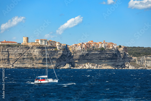 Outstanding view on Bonifacio town from the sea.
