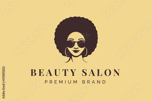 African american woman glamour beauty logo