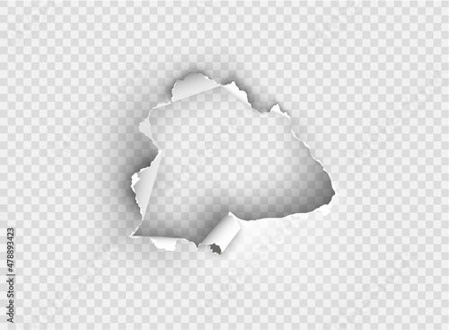 ragged Hole torn in ripped paper on transparent background