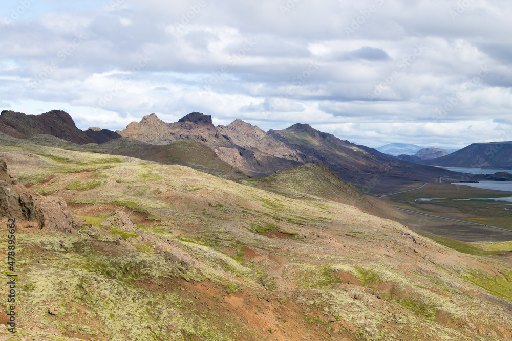 Seltun area aerial landscape, south Iceland panorama.