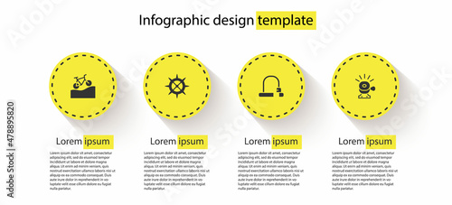 Set Mountain bicycle, Bicycle sprocket crank, lock and bell. Business infographic template. Vector