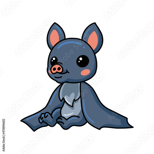 Cute little bat cartoon sitting