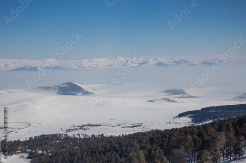 Snow scenes from the Eastern Anatolian region of Turkey. Ski resort