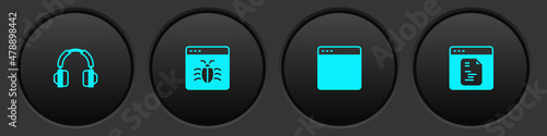 Fotografie, Obraz Set Headphones, System bug, Browser window and Software icon