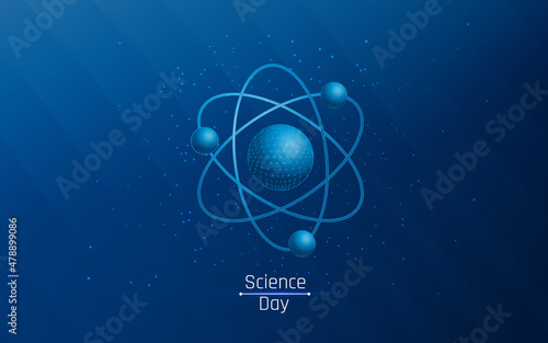 national science day and molecule image at wireframe style