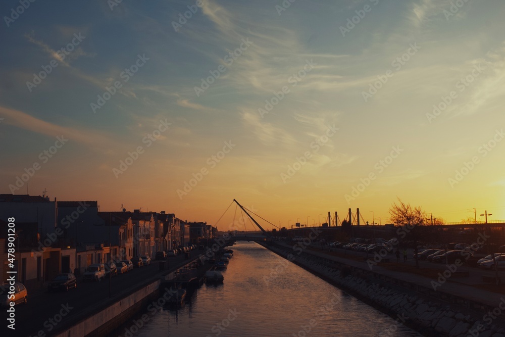 Channels of Aveiro, Portugal end of the day