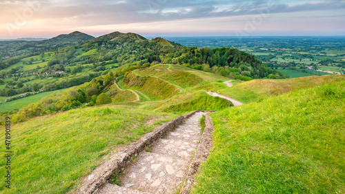 Malvern Hills,steps and winding pathway,Worcestershire,England,United Kingdom.