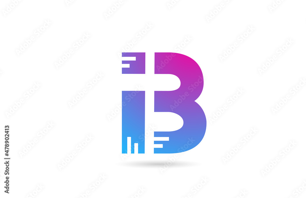 B alphabet letter logo for business and company. Blue pink colour template for icon design B alphabet letter logo for business and company. Blue pink colour template for icon design