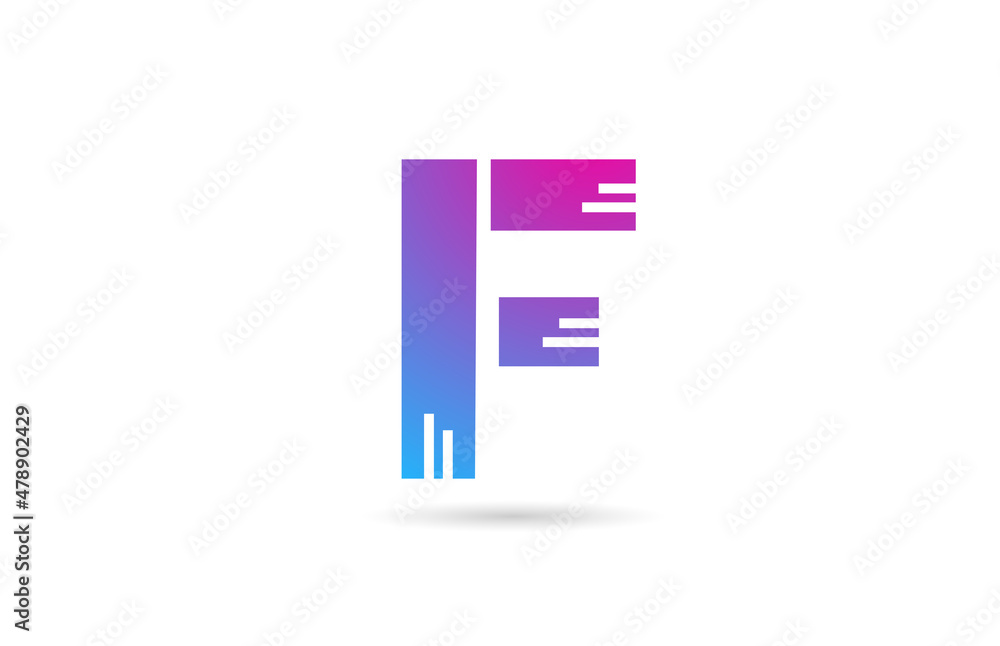 F alphabet letter logo for business and company. Blue pink colour template for icon design F alphabet letter logo for business and company. Blue pink colour template for icon design