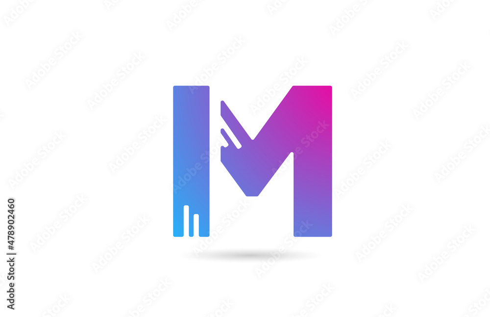 M alphabet letter logo for business and company. Blue pink colour template for icon design M alphabet letter logo for business and company. Blue pink colour template for icon design