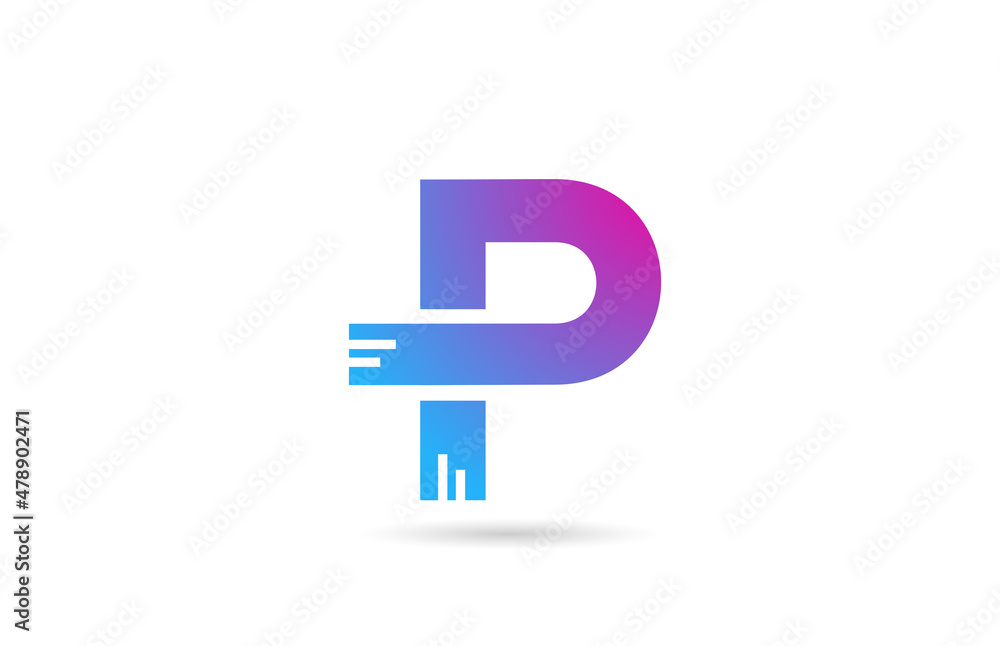P alphabet letter logo for business and company. Blue pink colour template for icon design P alphabet letter logo for business and company. Blue pink colour template for icon design