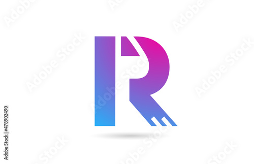 R alphabet letter logo for business and company. Blue pink colour template for icon design