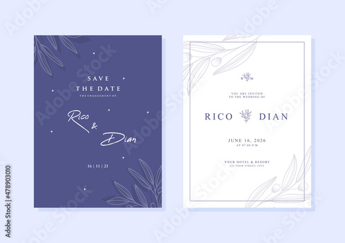 Beautiful purple wedding card template