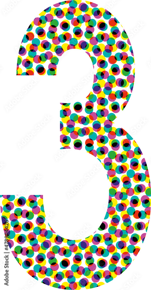 Colorful halftone font design NUMBER 3 Colorful halftone font design NUMBER 3