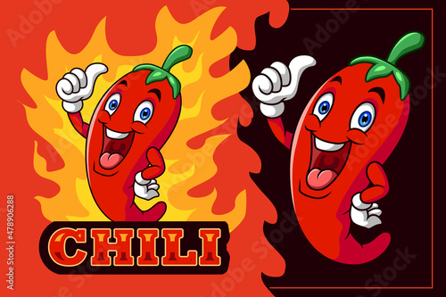 Cartoon chili pepper mascot giving thumbs up