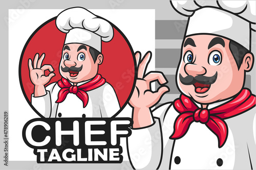 Cartoon chef man gesturing ok sign