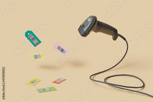 Barcode scanner and tags photo