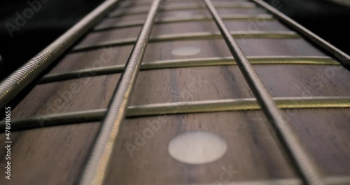 Bass Guitar Detail, Fretboard Closeup photo