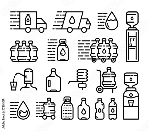 water delivery outline icons set
