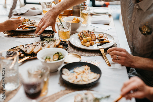 Christmas table with food photo