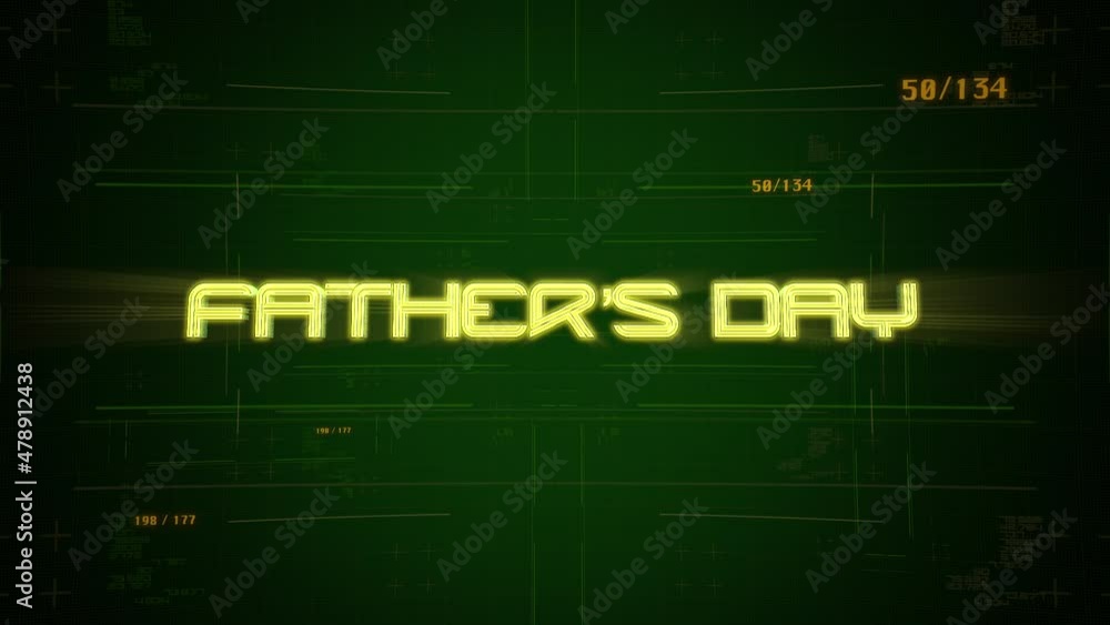Fathers day with computer numbers and matrix, motion abstract holidays, futuristic and cyberpunk style background Fathers day with computer numbers and matrix, motion abstract holidays, futuristic and cyberpunk style background
