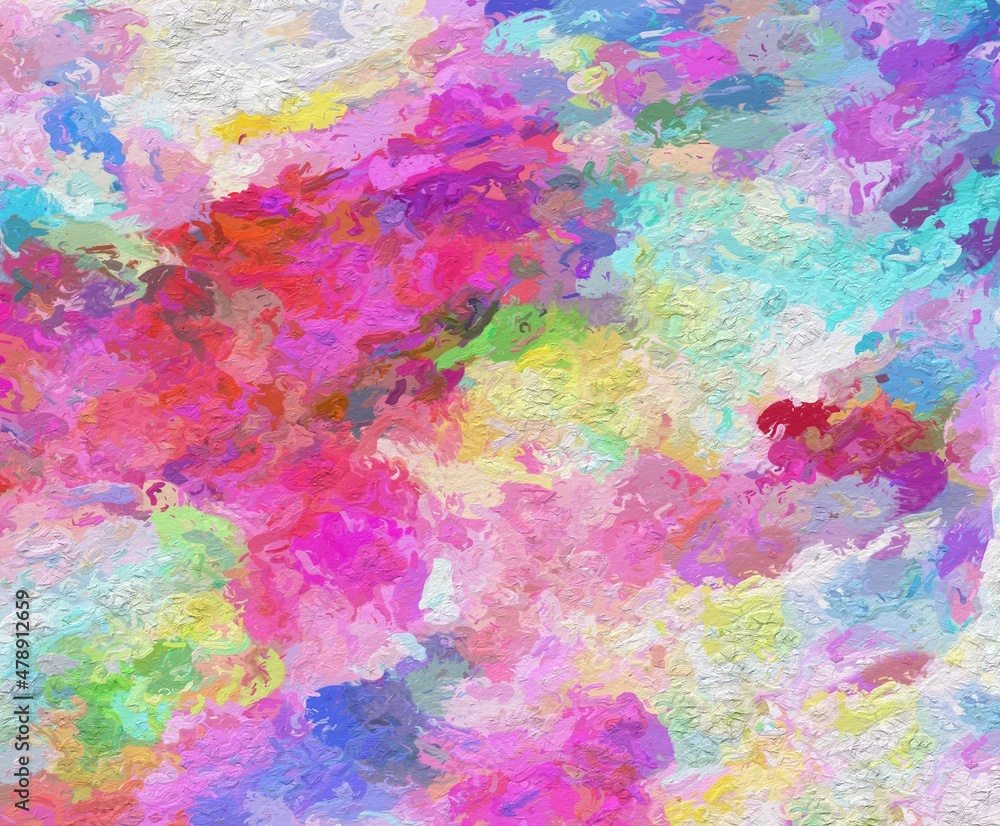 Abstract painted splash strokes art rose rainbow colors background