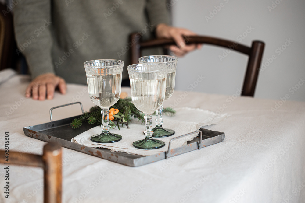 Three glass of sparkling wine to celebration Three glass of sparkling wine to celebration