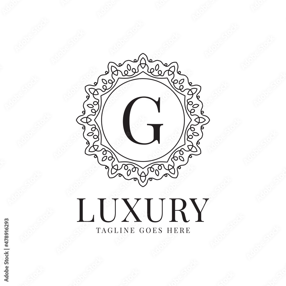 Naklejka premium letter G luxury circle minimalist lace decoration vector logo design