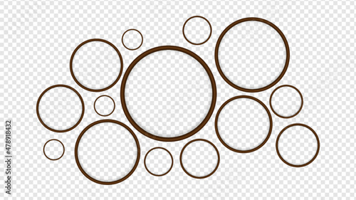 set of circle photo wood frame. image figure window vector