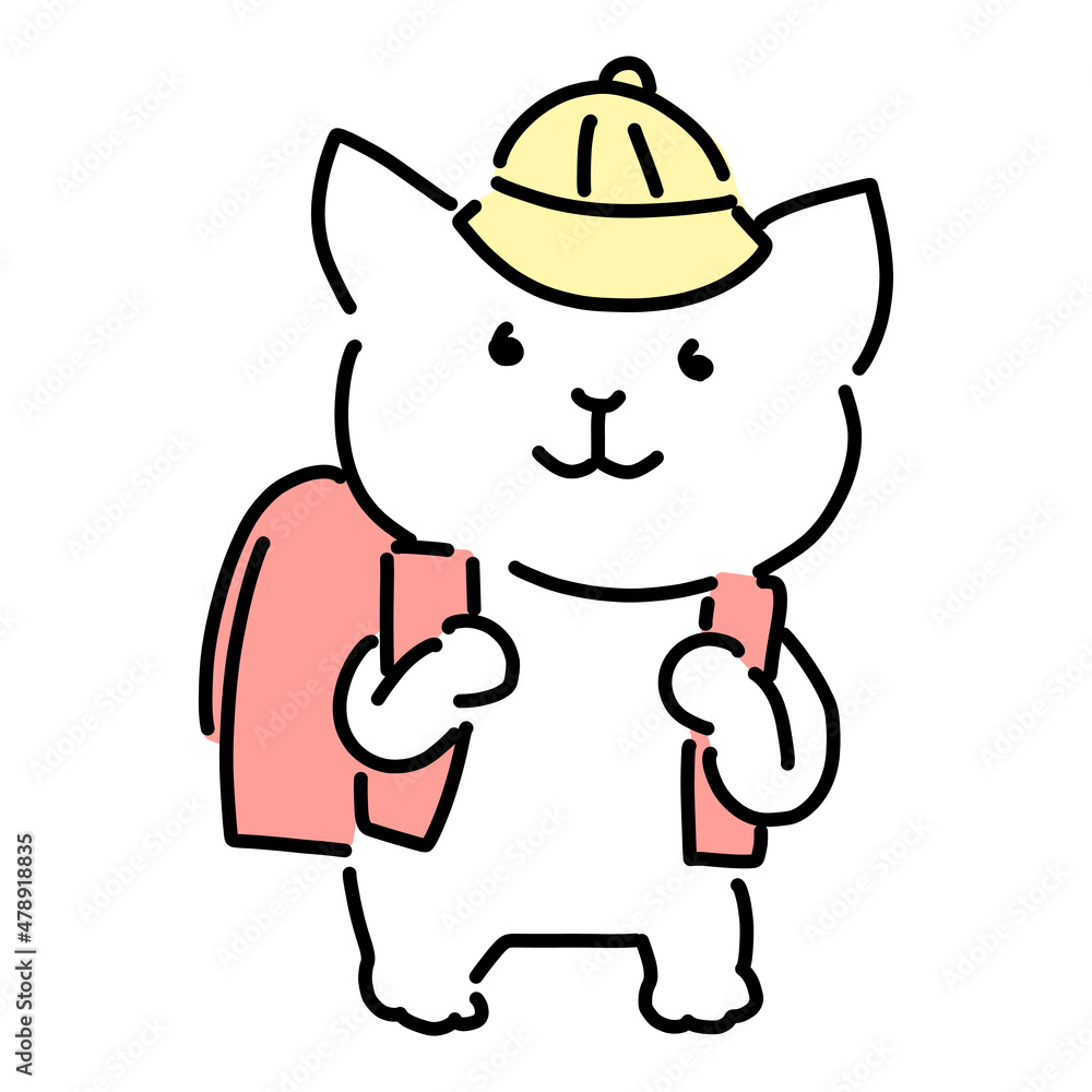 赤いランドセルを背負う小学生の猫 入学式
赤いランドセルを背負う小学生の猫 入学式