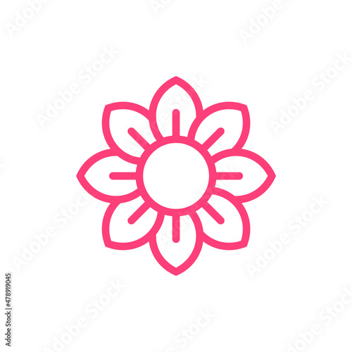 simple line flower icon on white background