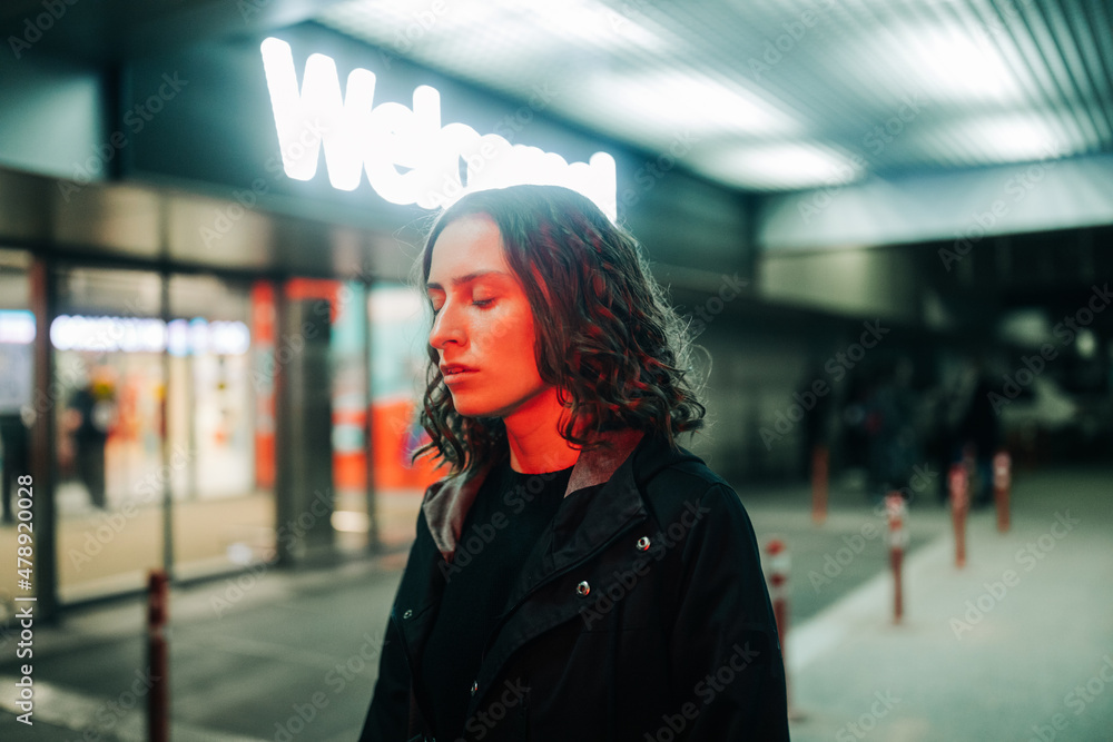 Night portrait of young woman Night portrait of young woman