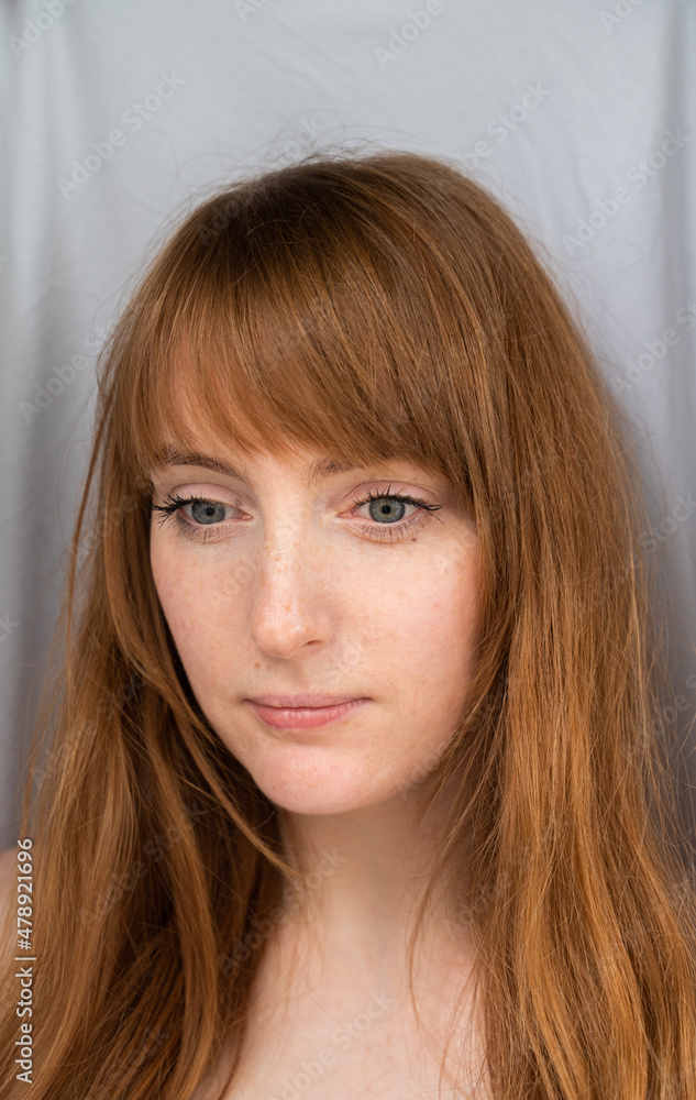 Red Hair Woman Portrait. Melancholic sight. Red Hair Woman Portrait. Melancholic sight.