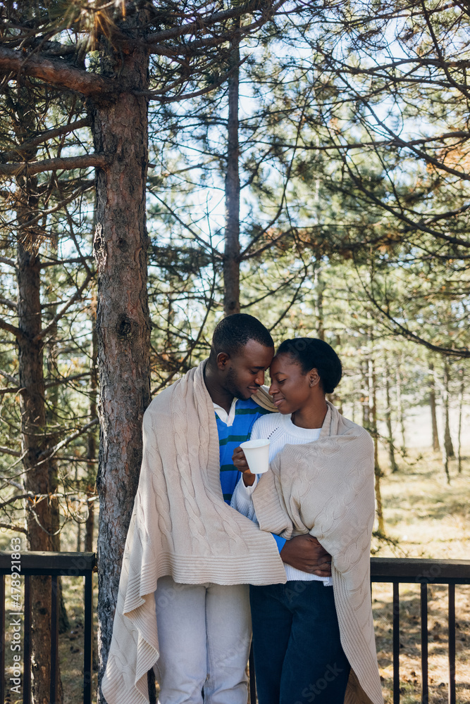 Love Couple Standing Hugged Outdoors Love Couple Standing Hugged Outdoors