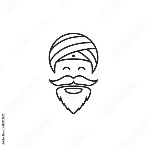 cartoon old man indian with turban logo design vector graphic symbol icon illustration creative idea