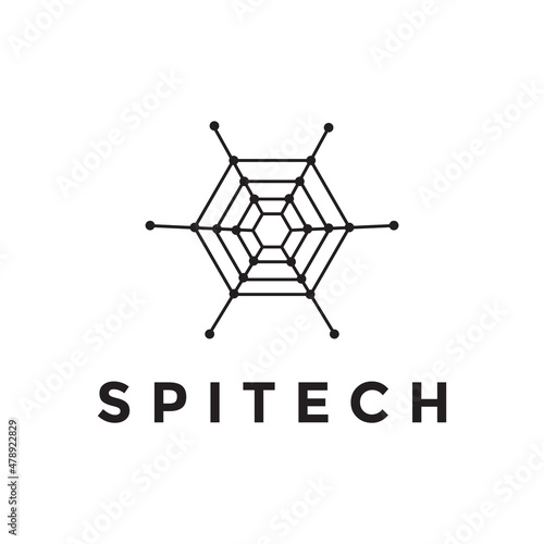 line spider web technology logo design vector graphic symbol icon illustration creative idea