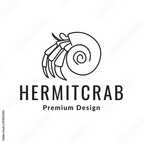 Fotografiet line hermit crab logo design vector graphic symbol icon illustration creative id