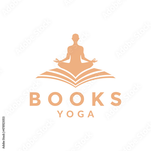 book shape with woman yoga logo design vector graphic symbol icon illustration creative idea